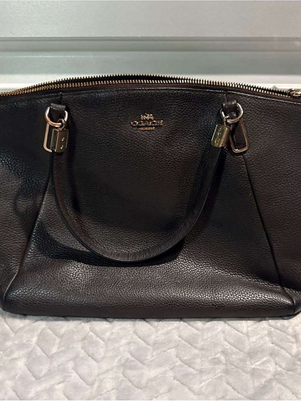 Coach Black Pebbled Leather Satchel with Gold Hardware